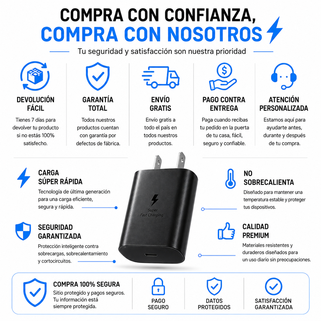 Cargador Samsung 45W Carga Super Rápida